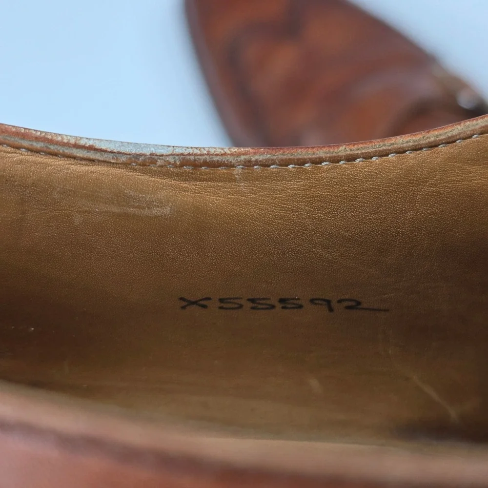 Brooks Brothers Peal & Co Mens Tan Leather Wingtip Monk Strap Shoes 10.5 D UK